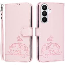 OEM - Pl&aring;nboksfodral f&ouml;r Samsung Galaxy S26 Konstl&auml;der RFID - Rosa