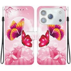 A-One Brand - iPhone 17 Pro Max Plånboksfodral Med Lanyard - Rosa Butterfly