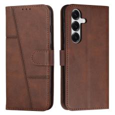 OEM - Pl&aring;nboksfodral f&ouml;r Samsung Galaxy S26 F&auml;llbart St&auml;ll - Konstl&auml;der - Brun