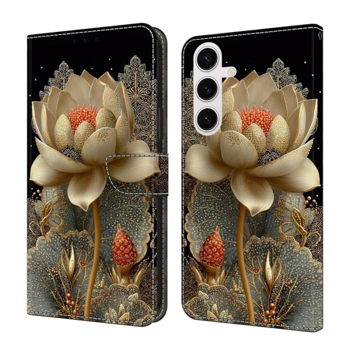 OEM - Plånboksfodral för Samsung Galaxy S26 Fällbart Ställ Konstläder Gyllene lotus