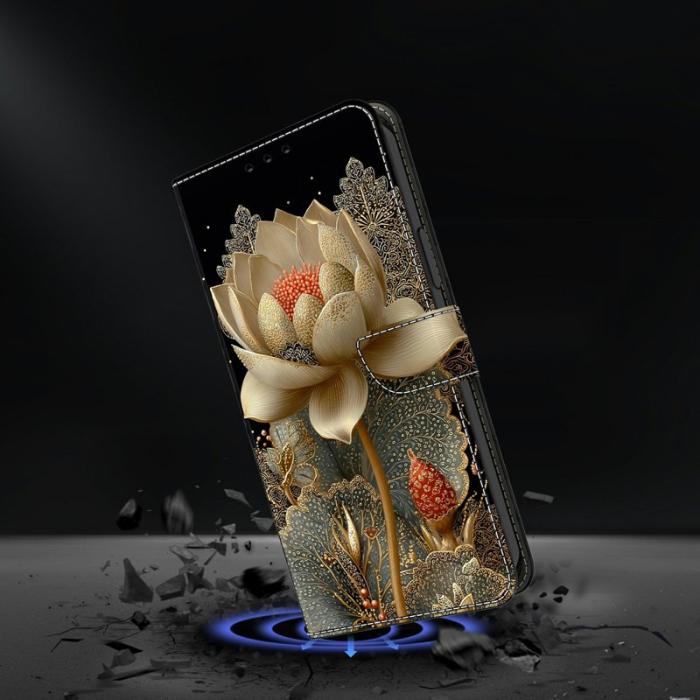 OEM - Plånboksfodral för Samsung Galaxy S26 Fällbart Ställ Konstläder Gyllene lotus