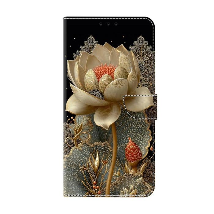 OEM - Plånboksfodral för Samsung Galaxy S26 Fällbart Ställ Konstläder Gyllene lotus
