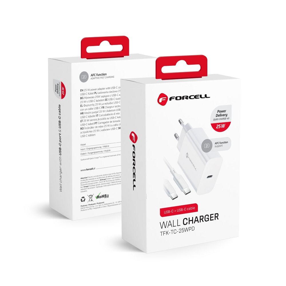 Forcell USB C Reseladdare med Type C kabel 25W QC 4.0 1m | 505295 | AlltMobil