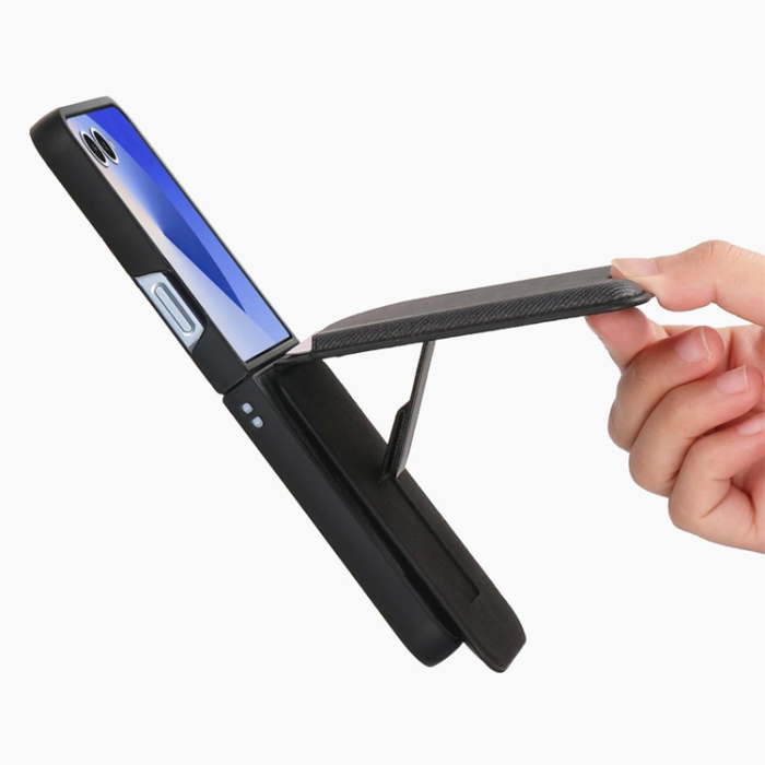 A-One Brand - Galaxy Z Flip 7 Mobilskal Magsafe Korthållare Kickstand - Svart