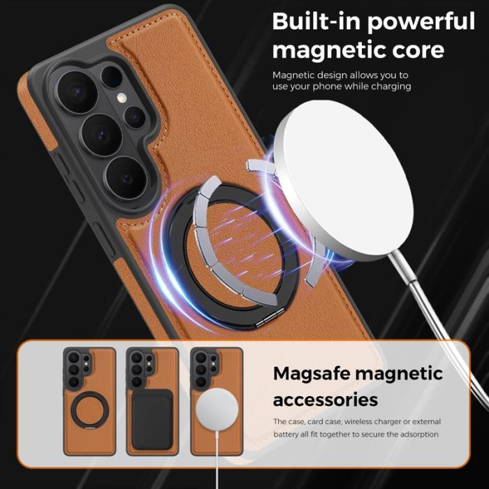 OEM - Mobilskal för Samsung Galaxy S26 Ultra Magnetiskt med Ring Kickstand - Brun
