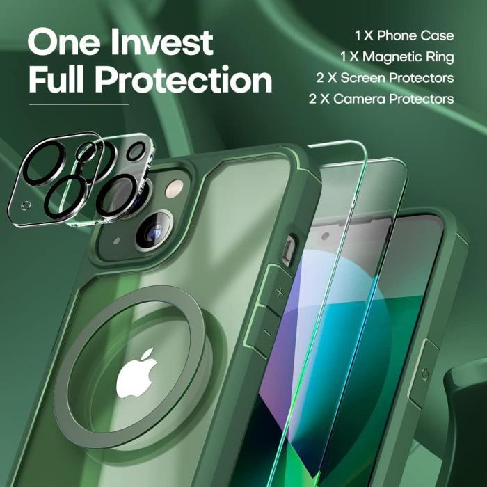 Boom of Sweden - [6in1] BOOM iPhone 14 Plus Skal - Kameralinsskydd - Härdat Glas - MagSafe Ring