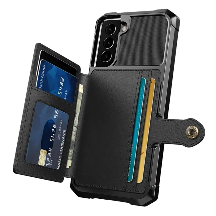 OEM - Galaxy S22 Mobilskal Korthållare ZM03 Kickstand - Svart