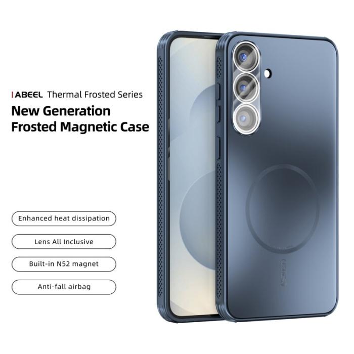 ABEEL - ABEEL Mobilskal till Samsung Galaxy S25 Magnetisk TPU PC Kyl Matte Blå