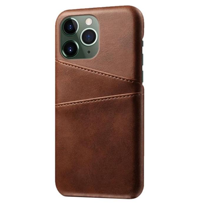 A-One Brand - iPhone 14 Pro Max Skal Korthållare PU Läder - Brun