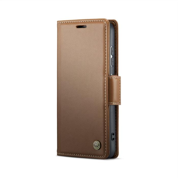 Caseme - CASEME Plånboksfodral Konstläder till Samsung Galaxy S25 - Brun