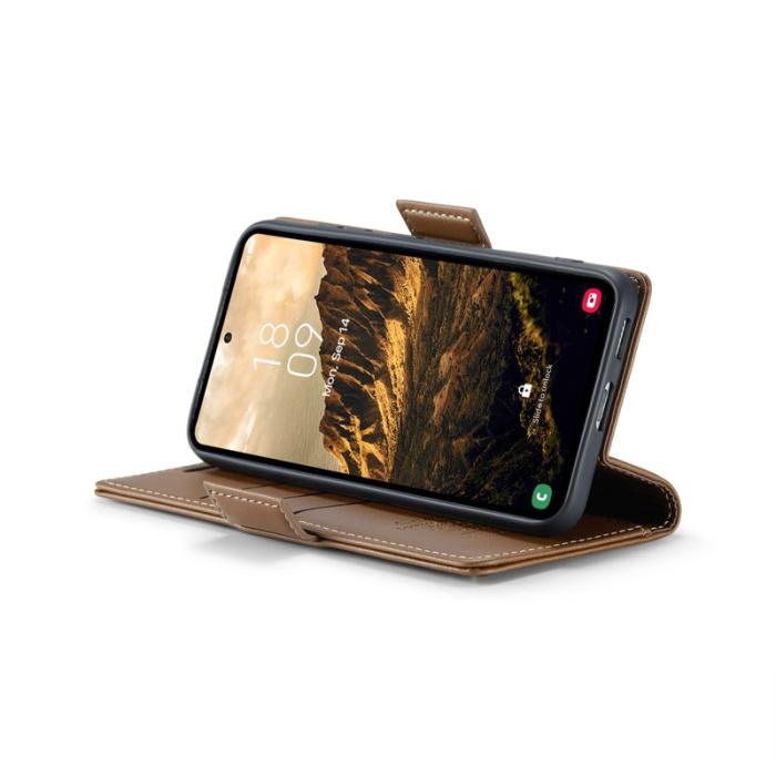 Caseme - CASEME Plånboksfodral Konstläder till Samsung Galaxy S25 - Brun