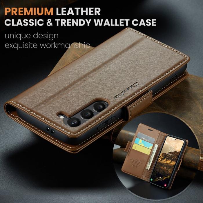 Caseme - CASEME Plånboksfodral Konstläder till Samsung Galaxy S25 - Brun