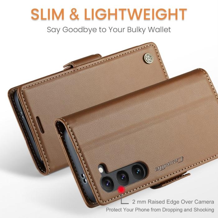 Caseme - CASEME Plånboksfodral Konstläder till Samsung Galaxy S25 - Brun