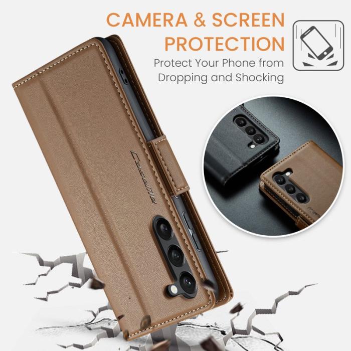 Caseme - CASEME Plånboksfodral Konstläder till Samsung Galaxy S25 - Brun