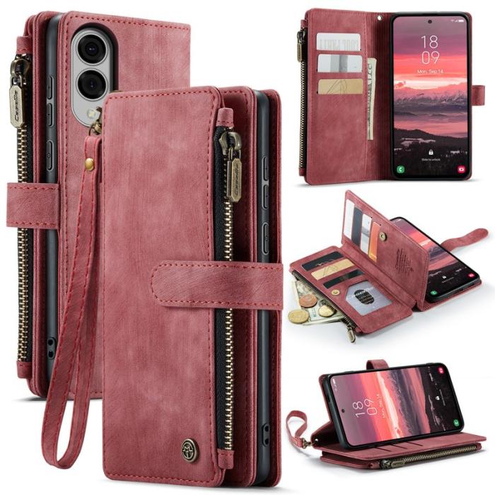 Caseme - CASEME Konstläder Plånboksfodral för Samsung Galaxy S25 Edge Röd