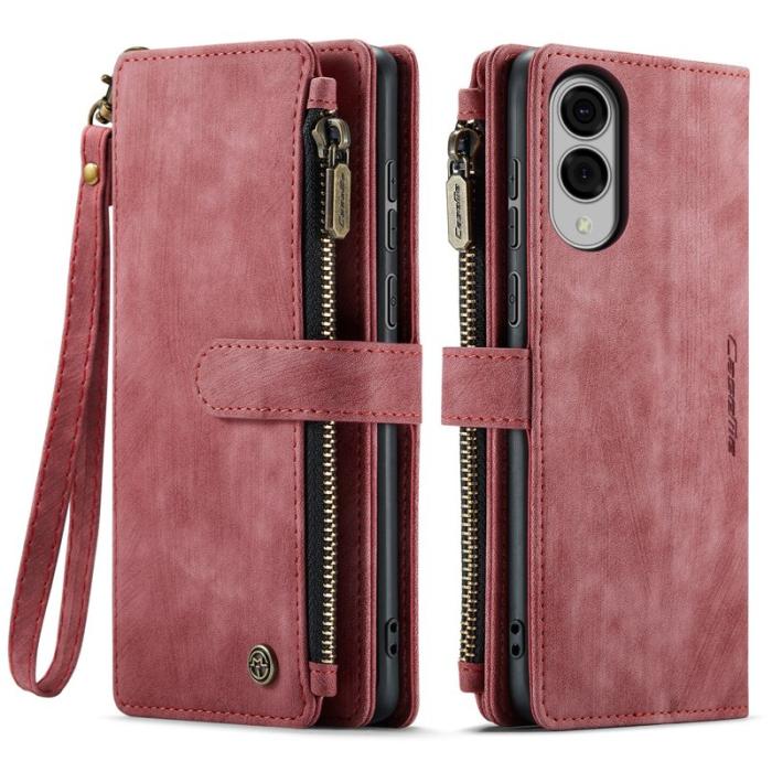 Caseme - CASEME Konstläder Plånboksfodral för Samsung Galaxy S25 Edge Röd