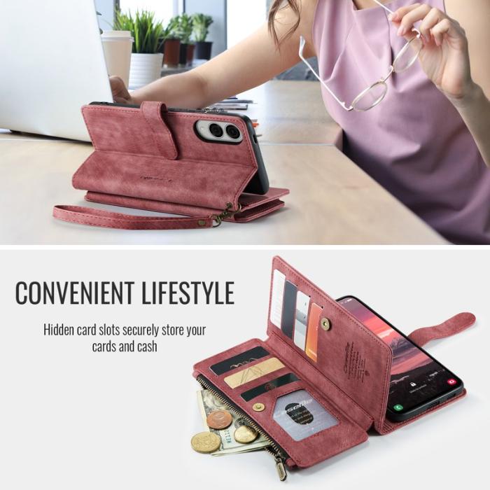 Caseme - CASEME Konstläder Plånboksfodral för Samsung Galaxy S25 Edge Röd