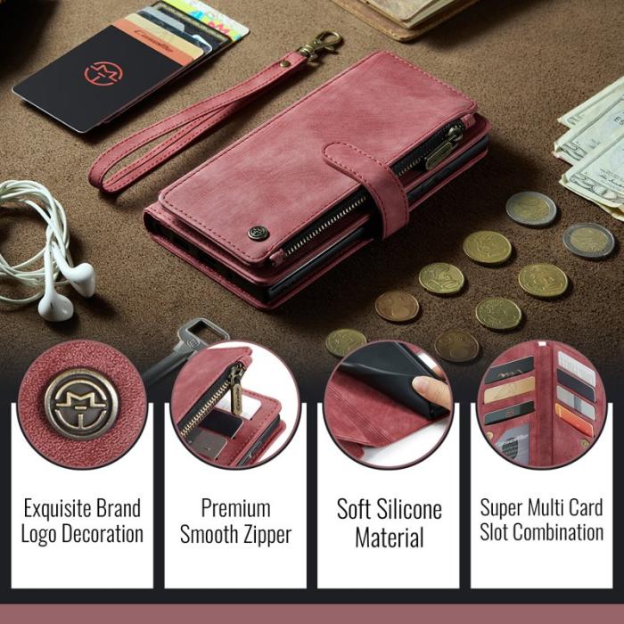 Caseme - CASEME Konstläder Plånboksfodral för Samsung Galaxy S25 Edge Röd