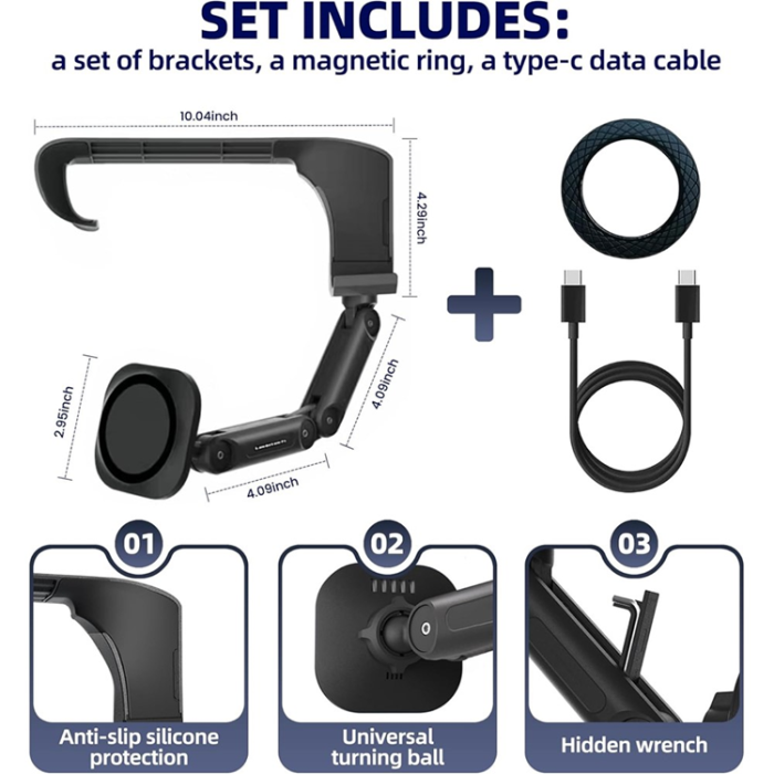 OEM - Magnetisk Bilhållare med 15W Trådlös Laddare för Tesla Model 3/Y LD-TS2-M4