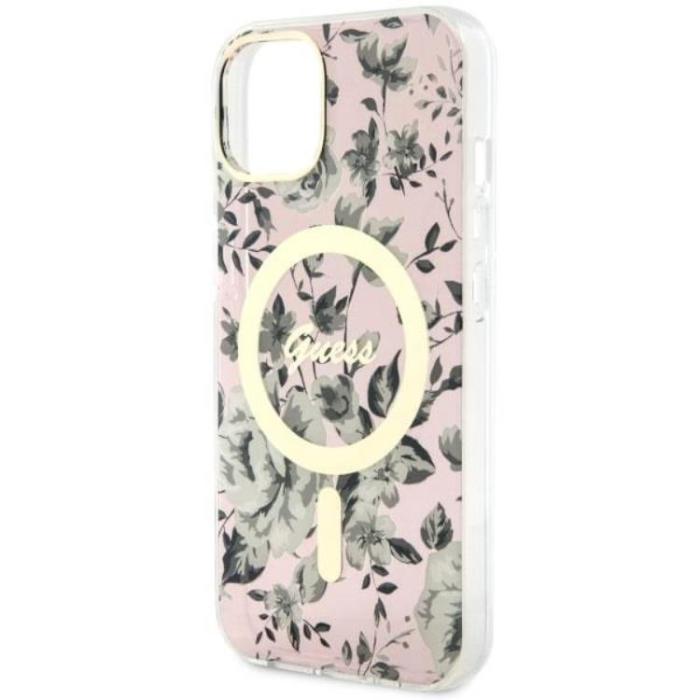 Guess - Guess iPhone 14 Mobilskal MagSafe Flower - Rosa