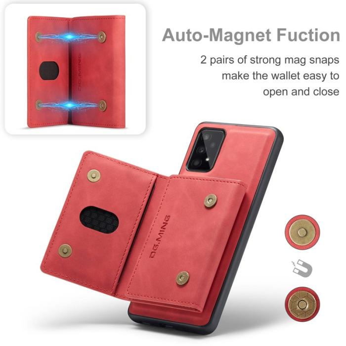 DG.MING - DG.MING 2-in-1 Konstläder Plånboksfodral Samsung Galaxy A53 Röd