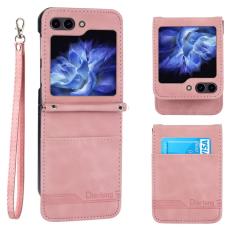 DIERFENG - DIERFENG DF-03 Konstl&auml;der Pl&aring;nboksfodral f&ouml;r Samsung Galaxy Z Flip7 FE 5G - Rosa