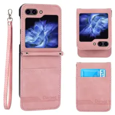 DIERFENG - DIERFENG DF-03 Konstl&auml;der Pl&aring;nboksfodral f&ouml;r Samsung Galaxy Z Flip7 FE 5G - Rosa