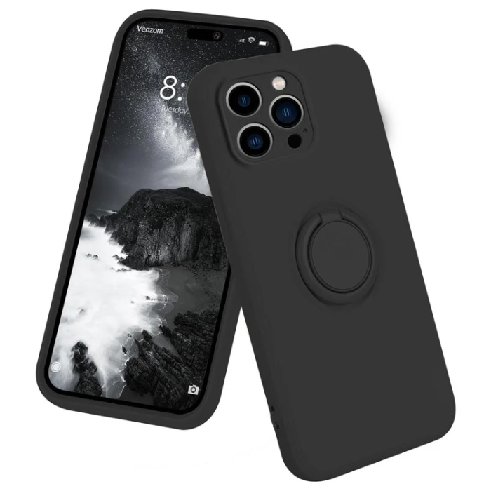 OEM - iPhone 16 Pro Max Mobilskal Silikon Ring - Svart