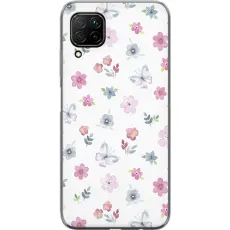Gustaf - Mobilskal till Huawei P40 lite med Blommor och fj&auml;rillar