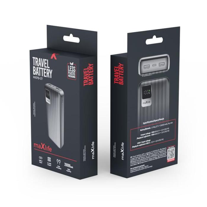 Maxlife - Maxlife Powerbank 20000mAh MXPB-07 - Svart
