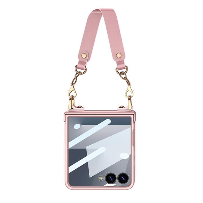 GKK - GKK Samsung Galaxy Z Flip7 Fodral - PC + Härdat Glas - Rosa
