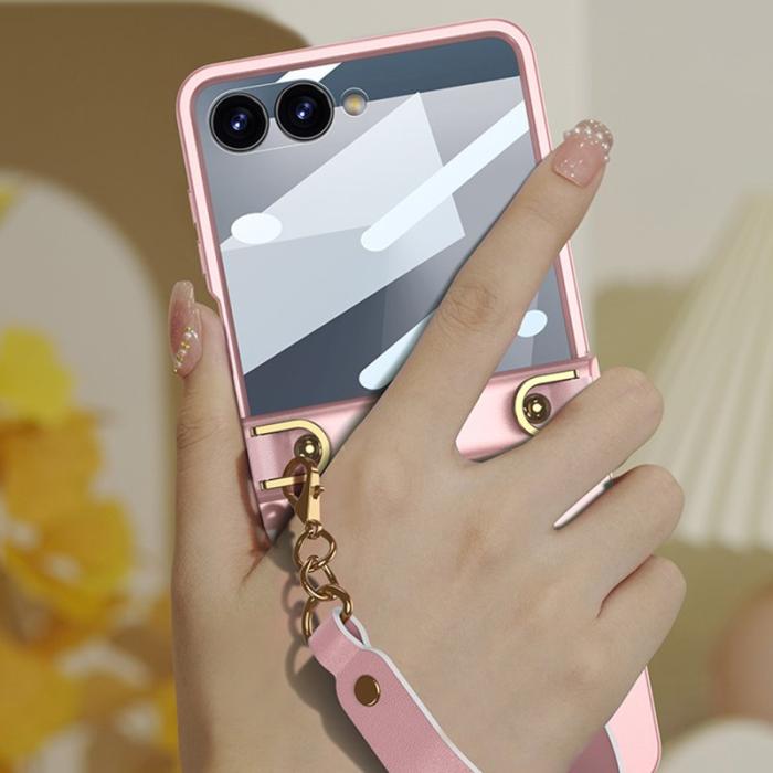 GKK - GKK Samsung Galaxy Z Flip7 Fodral - PC + Härdat Glas - Rosa