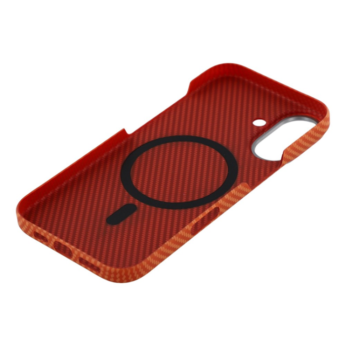 A-One Brand - iPhone 17 Mobilskal MagSafe Carbon Fiber - Fin Linje Orange