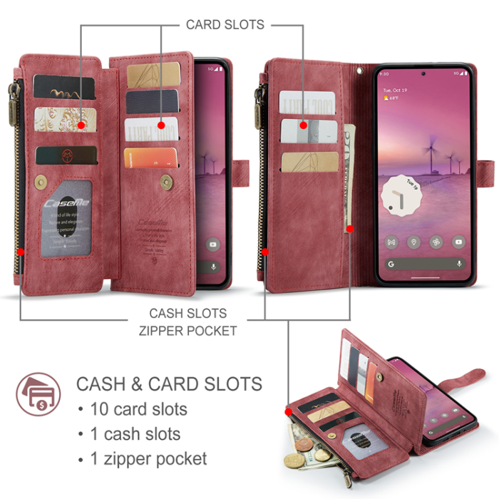Caseme - CASEME Google Pixel 10 Pro XL Plånboksfodral Zipper C30 - Röd