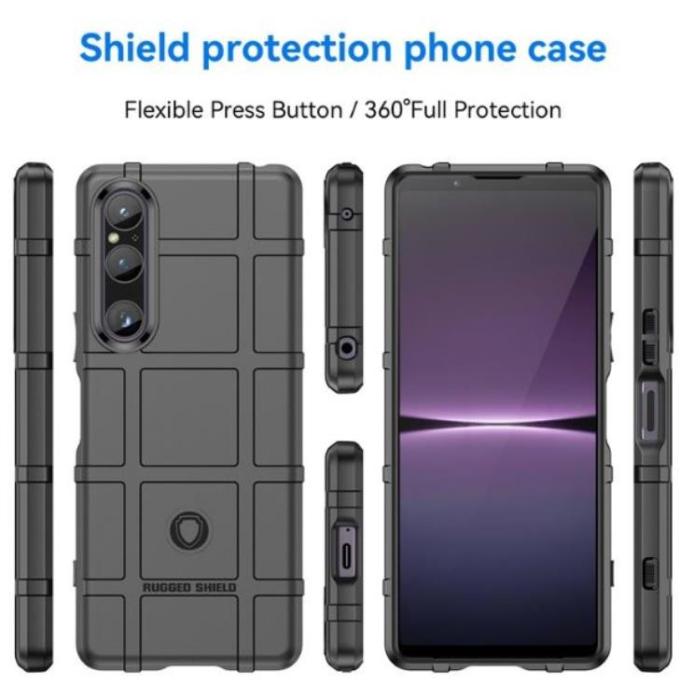 A-One Brand - Sony Xperia 1 V Mobilskal Rugged Square Grid - Svart