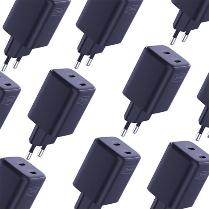 3MK - 3MK Snabbladdare 45W 2x USB-C med USB-C Kabel Hyper - Svart