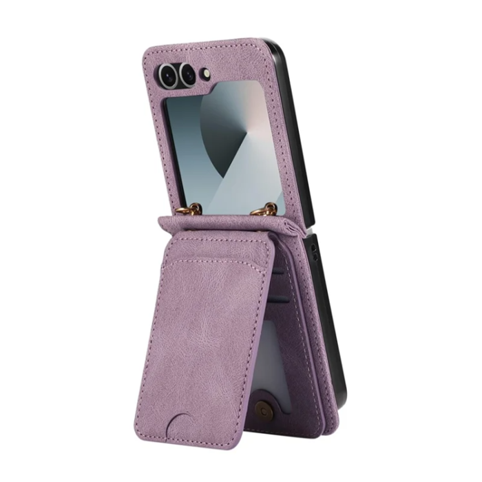 A-One Brand - Galaxy Z Flip7 Plånboksfodral Kickstand med Axelrem - Lila
