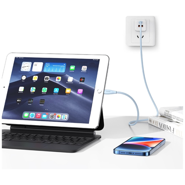 USAMS - Usams USB-C Till Lightning Kabel 1m Green Series - Vit