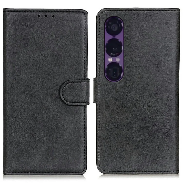Sony Xperia 1 VII Plånboksfodral Cowhide Läder - Svart | 2353 | AlltMobil