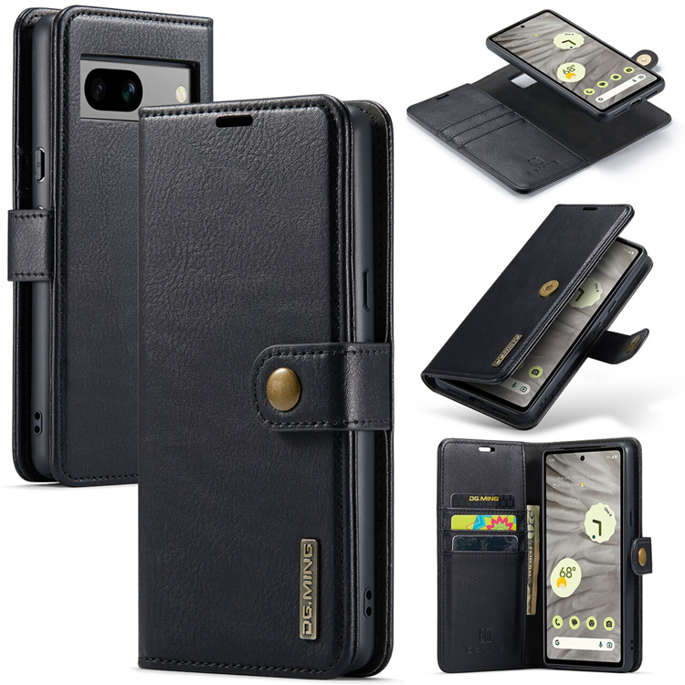 DG.MING Google Pixel 7A Plånboksfodral Äkta Läder 2-i-1 - Svart | 2353 | AlltMobil
