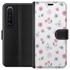 iSecrets - Pl&aring;nboksfodral till Sony Xperia 1 III med Blommor och fj&auml;rillar