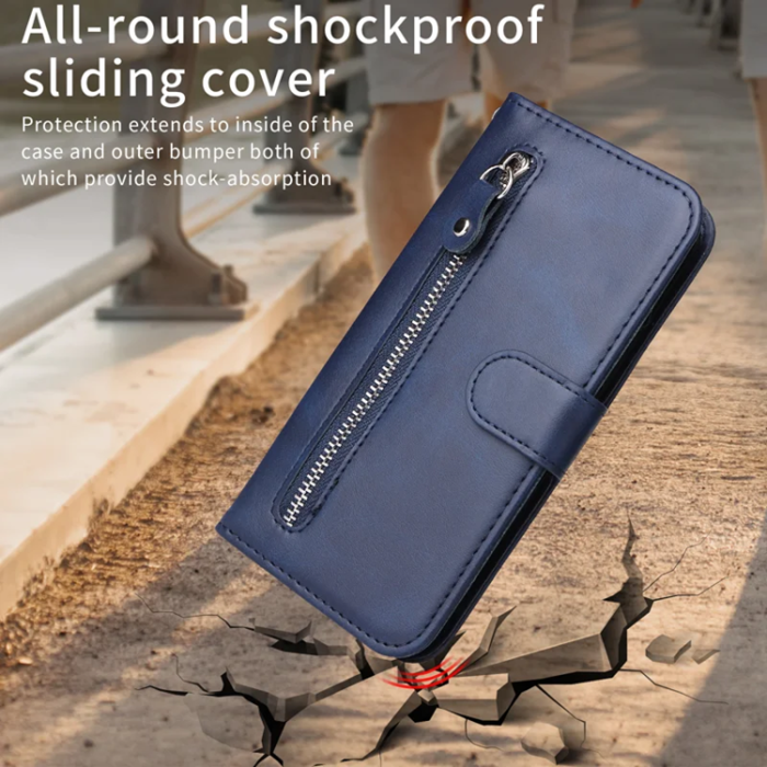 A-One Brand - iPhone 17 Pro Max Plånboksfodral Zipper - Blå