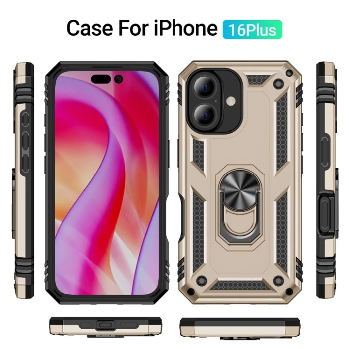 A-One Brand - iPhone 16 Plus Mobilskal med Kickstand - Guld