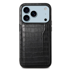 A-One Brand - iPhone 17 Pro Mobilskal Korthållare Crocodile - Svart