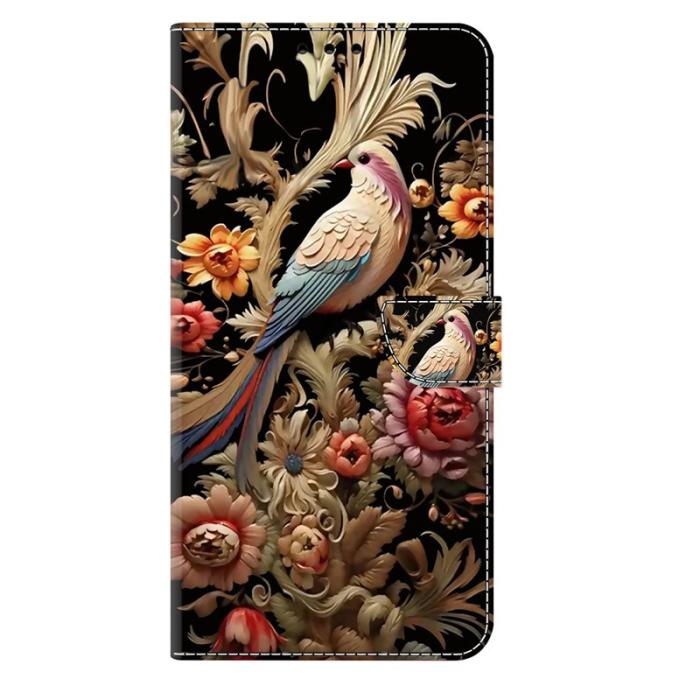 OEM - Samsung Galaxy S26 Plånboksfodral Konstläder - Vintage Blomma och Fågel