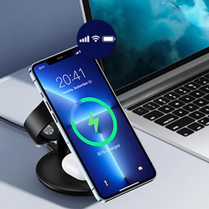 Choetech - Choetech 3-in-1 Trådlös Laddare iPhone, Apple Watch, AirPods - Svart