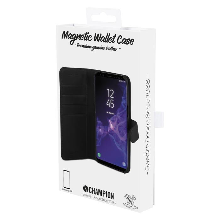 UTGATT5 - Champion Wallet Äkta Läder Samsung Galaxy S9 - Svart