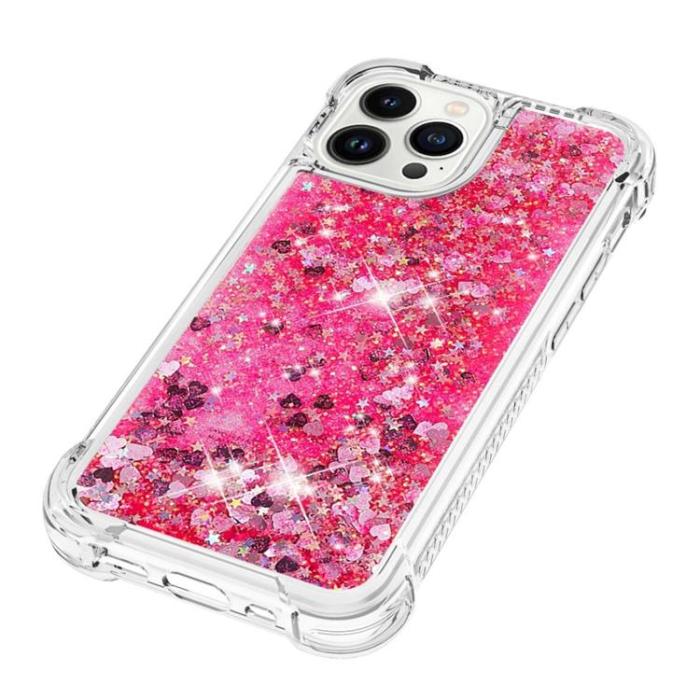 OEM - iPhone 14 Pro Skal Liquid Floating Glitter - Rosa
