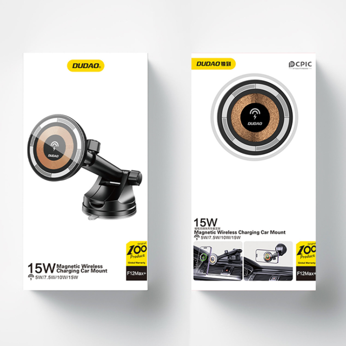 Dudao - Dudao MagSafe Bilhållare med 15W Trådlös laddare F12MAX Plus - Svart