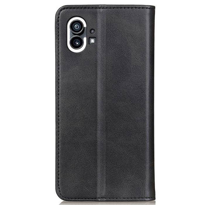 UTGATT1 - Nothing Phone 1 Plånboksfodral Magnetic Äkta Läder - Svart